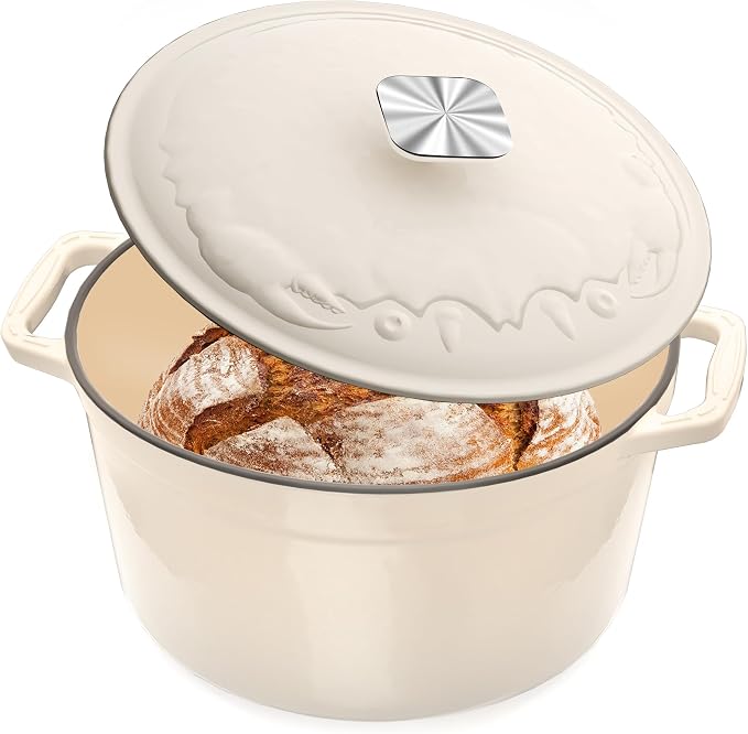 Enameled Cast Iron Dutch Oven - 5QT Dutch Oven Pot - Heavy Duty Cookware by DUTZUN