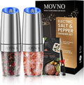 Gravity Electric Salt and Pepper Grinder Set, Battery Powered LED Light One by MOVNO