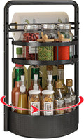 Rotating Spice Rack with Paper Towel Holder, 2 Tier Turntable Lazy Susan by CLOKTA
