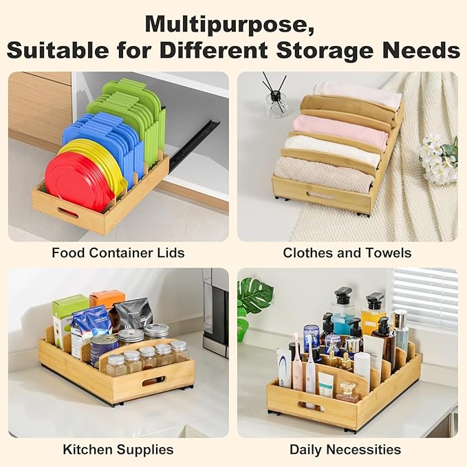 Housolution Pull Out Food Container Lid Organizer - Image 8