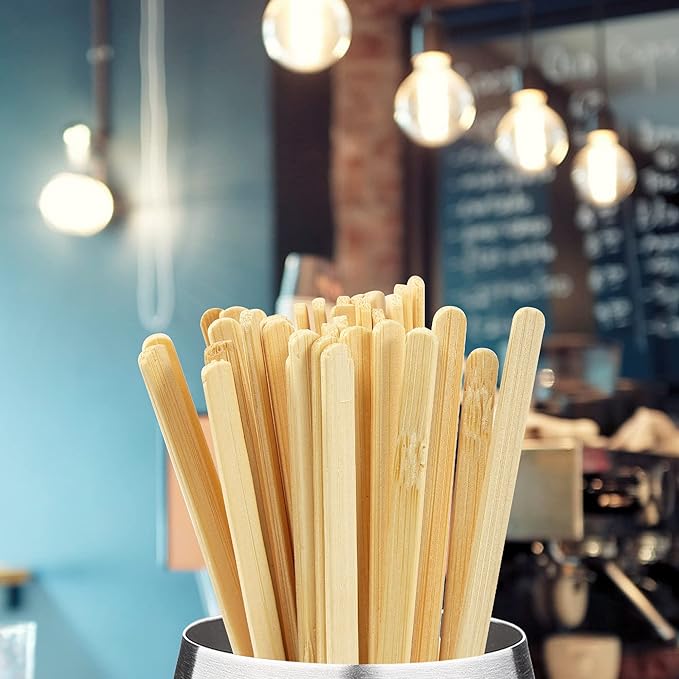 500pcs Bamboo Coffee Stirrers Individually Wrapped, 5.5 Inch Disposable Wood - Image 7