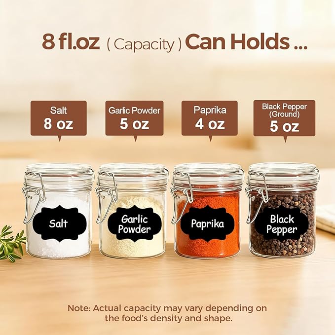 ComSaf 8oz Glass Jars with Airtight Lids, Bulk Cylindrical Jelly Jars - Image 3