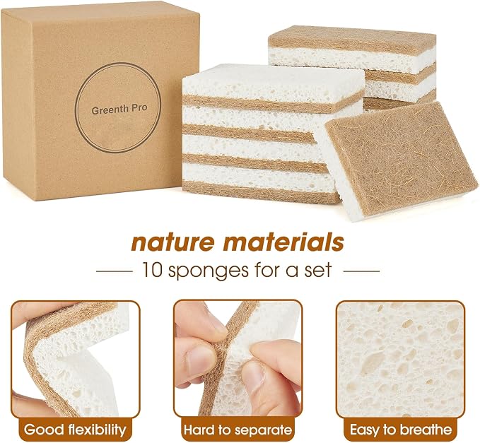 GREENTH PRO 10 Pack Nature Dish Sponge - Image 3