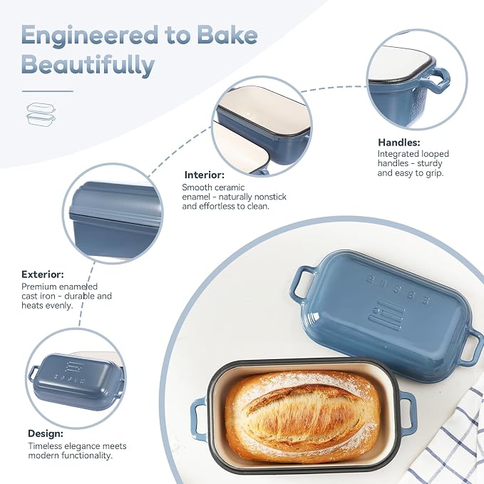 Dutch Oven for Sourdough Bread Baking, Enameled Cast Iron Dutch Oven Pot - Image 4
