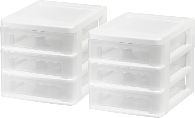 IRIS USA Plastic Stacking Desk Top 3-Drawer Storage Organizer, - Image 5