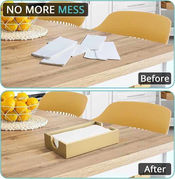 Gold Napkin Holder for Bathroom, Wooden Guest Towel Holder Tray for Bathroom - Image 4