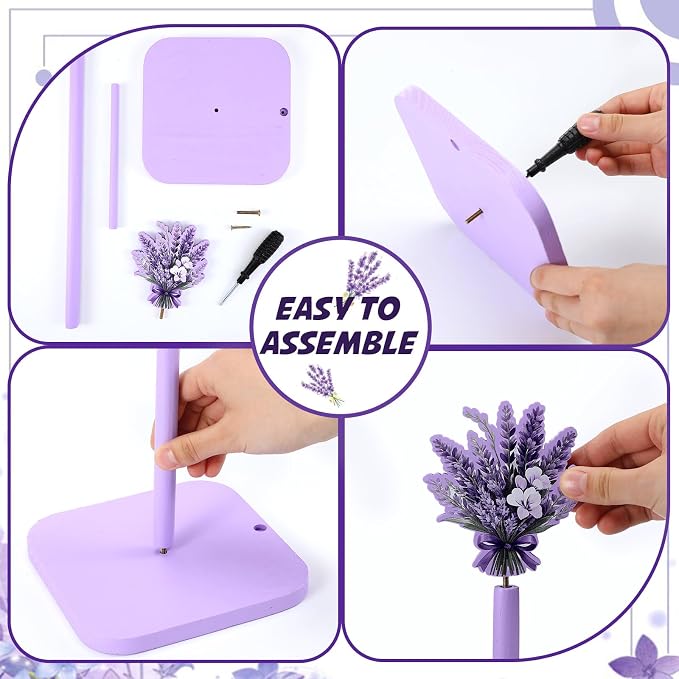 Leinuosen Lavender Paper Towel Holder Farmhouse Lavender Flower Wooden Paper - Image 2