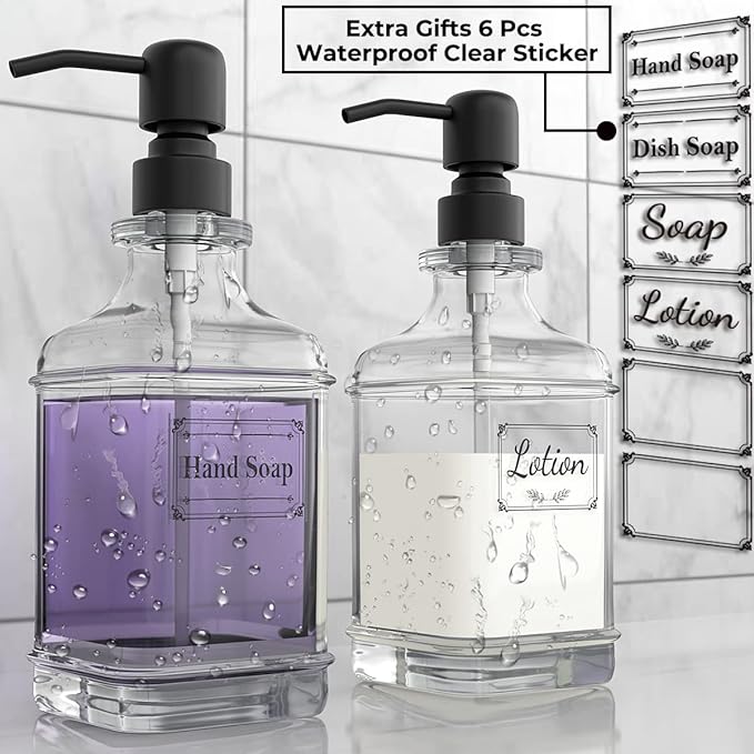 GLADPURE 2 Pack Soap Dispenser, 18 Oz Antique Design Thick Glass Hand - Image 3