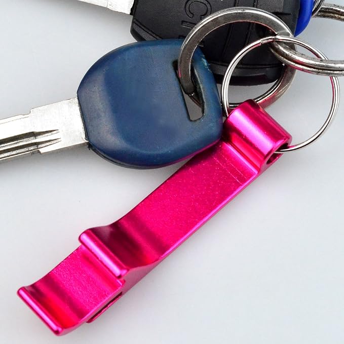 cnomg 16 pcs 8 Colored Metal Bottle Opener, Split Key Ring Chain Keychain Bulk - Image 6