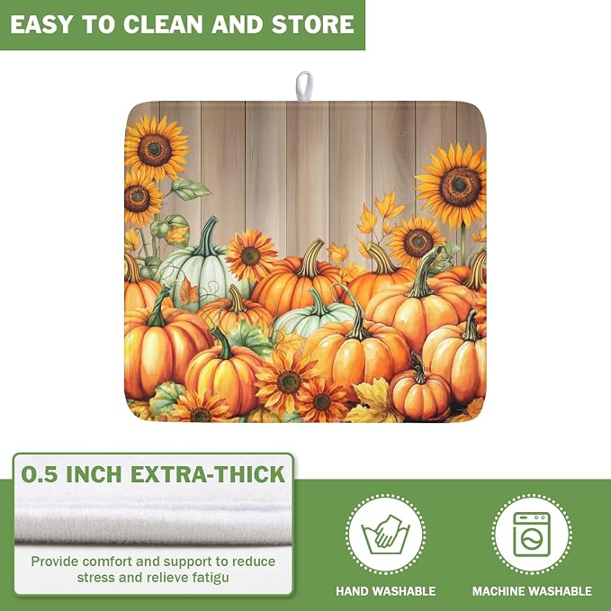 Fall Orang Pumpkin Dish Drying Mat - Image 5