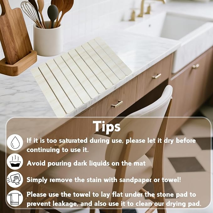 Dish Drying Mats, Large 24x16 Inch Diatomaceous Earth Drying Mat / - Image 3