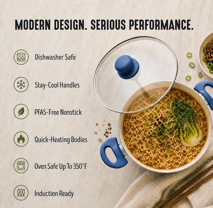 GreenLife 16-Piece Nonstick Cookware Set, Non-Toxic Ceramic Pots and Pans Set - Image 7