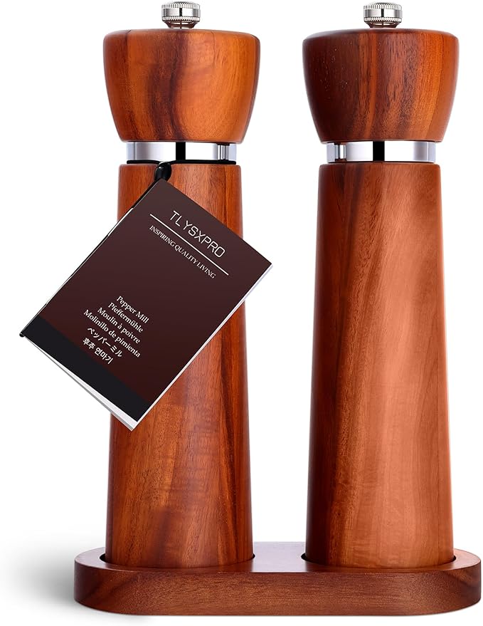 TLYSXPRO Wooden Salt and Pepper Grinder Set – Refillable Salt and Pepper Mill by TLYSXPROOfficial