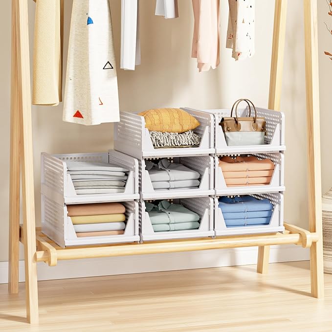 5 Pack Stackable Closet Storage Basket - Image 5