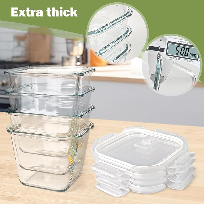Soup Containers with Lids Glass 32 oz, 4 Cup Borosilicate Glass Food Storage - Image 6