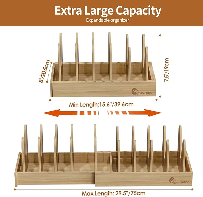 Housolution Bamboo Pot and Pan Organizer - Image 6