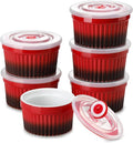 vancasso 6 oz Ramekins with Lid, Porcelain Creme Brulee Souffle Dishes by vancasso