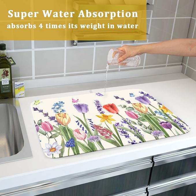 Spring Summer Floral Dish Drying Mat - Image 7