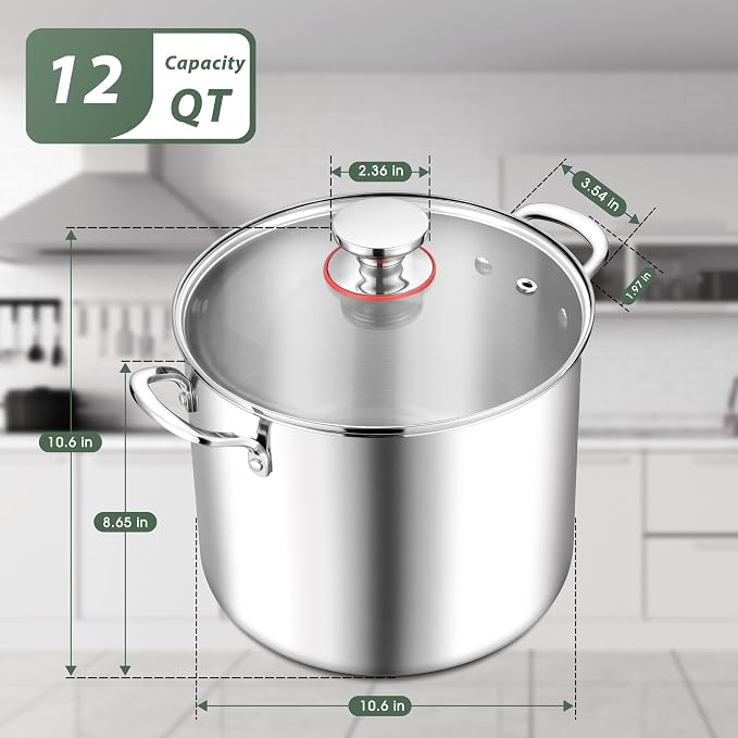 Herogo 12 Quart 18/10 Stainless Steel Stock Pot - Image 5