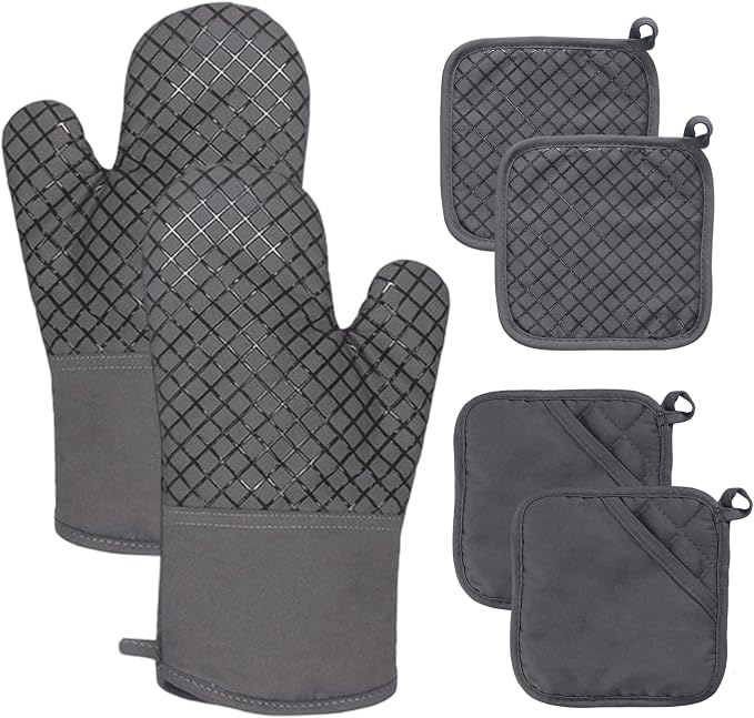 4 Pcs Oven Mitts and Pot Holders, 500°F High Heat Resistant Kitchen Oven Mitts by -PlantWateringGlobes-