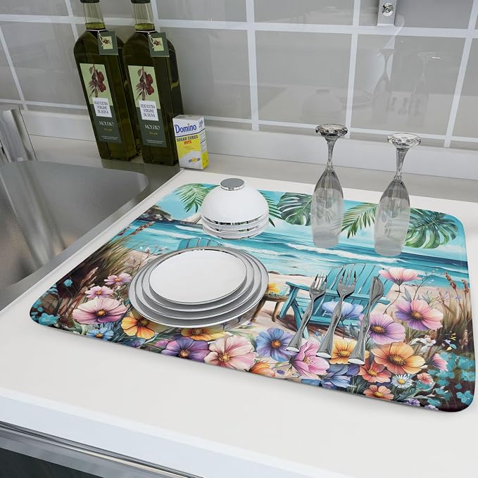 Spring Summer Sea Chair Dish Drying Mat - Image 6