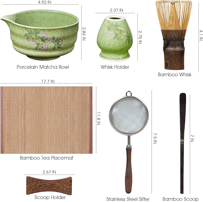 7-Piece Matcha Set with Ceramic Matcha Bowl, Bamboo Whisk & Holder, Tea Scoop & - Image 5