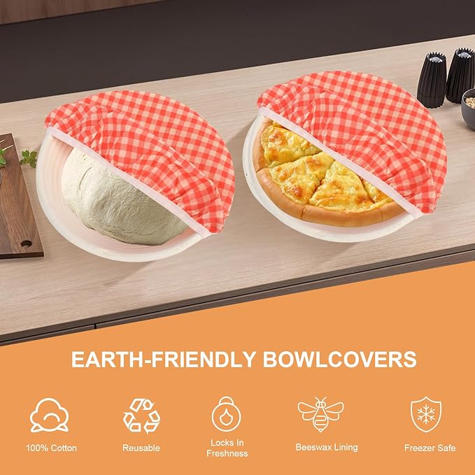 Reusable Bowl Covers for Bread Proofing（2 Large）- Cotton Beeswax Bowl Covers - Image 3
