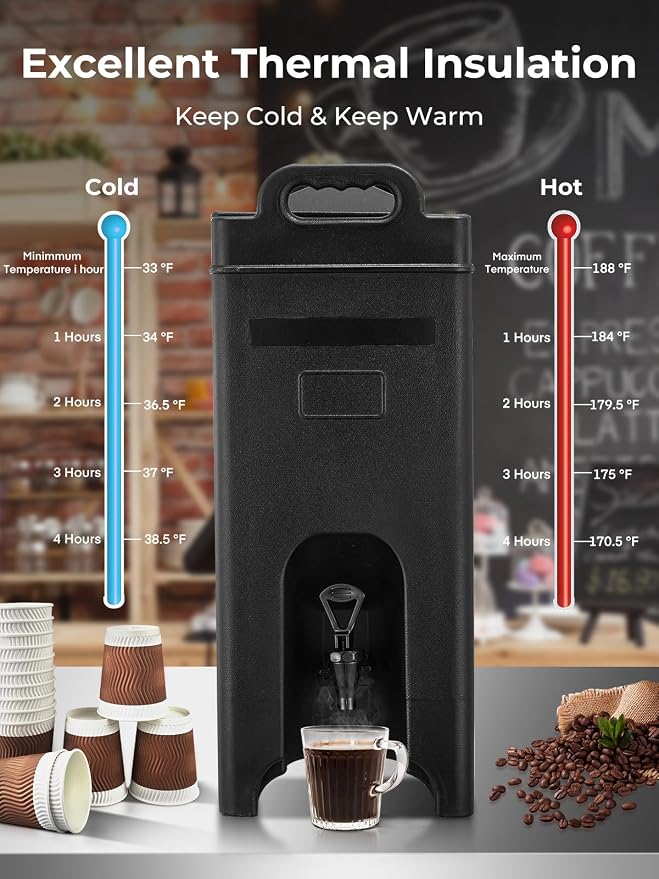 Insulated Beverage Dispenser 5 Gal, Commercial Hot/Cold Drink Dispenser - Image 2