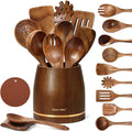 Spardar Wooden Spoons for Cooking, Spoon Rest, 4.2" Utensil Holder, and by Spardar
