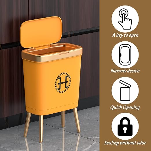 Procade Bedroom Trash Can with Lid, Slim Bathroom Trash Cans with Lids - Image 6