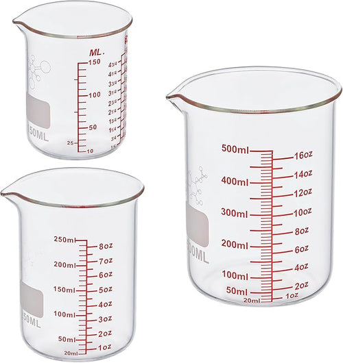 3 Piece High Borosilicate Glasss Liquid Measuring Cups, Includes 150ml by AckersBORO33