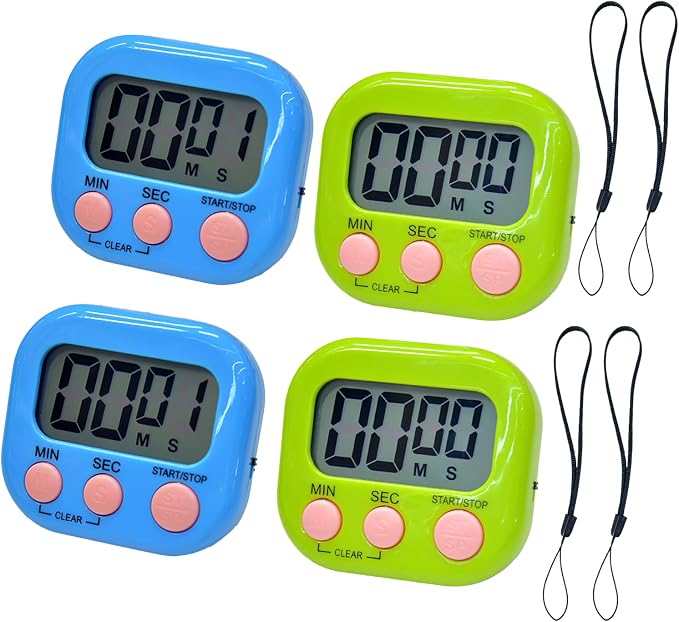 2 Pack Small Digital Kitchen Timer Magnetic Back and On/Off, Classroom Timers by Soseelnee