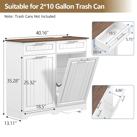 Double 10 Gallon Tilt Out Trash Can Cabinet - Image 6