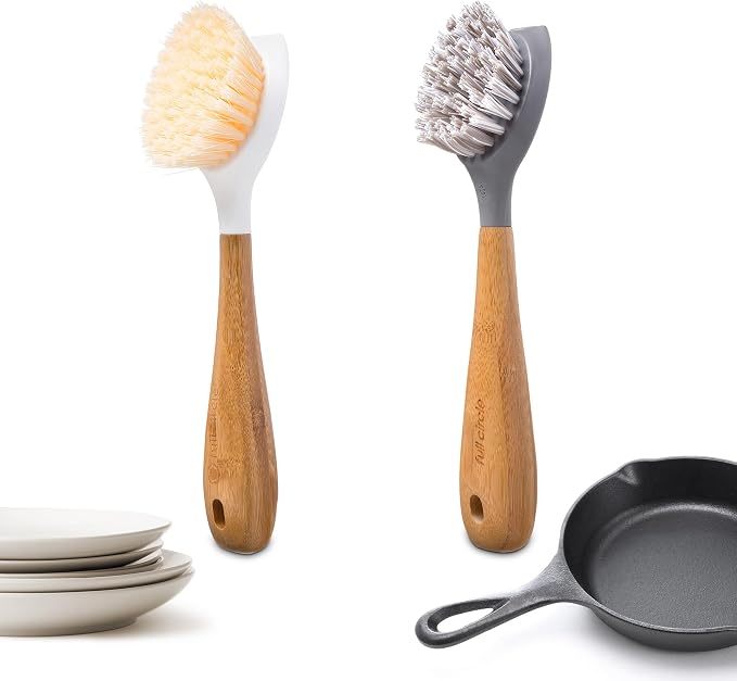 Full Circle Double Dish Brush Set – Durable Scrub Brushes by FULLCIRCLE