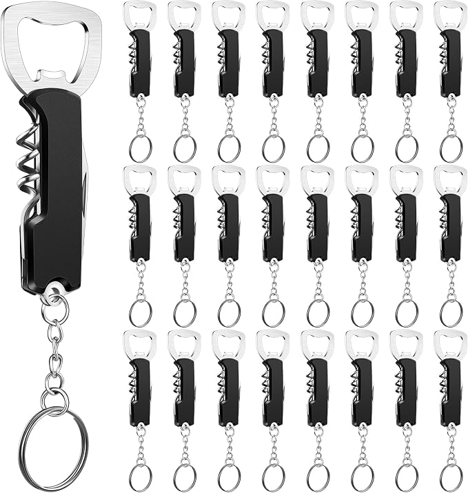 Ziliny 24 Pcs Bottle Opener Keychain Bulk Wine Bottle Beer Opener Keychain by Ziliny