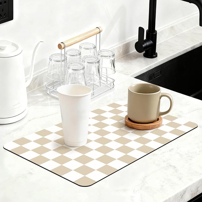 16" x 24" Checkered Dish Drying Mat by Unknown