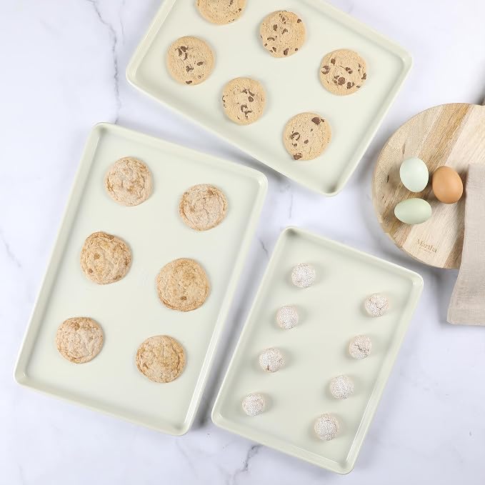 Martha Stewart Gallen 3-Piece Cookie Sheet Set – 13", Ceramic Nonstick - Image 5