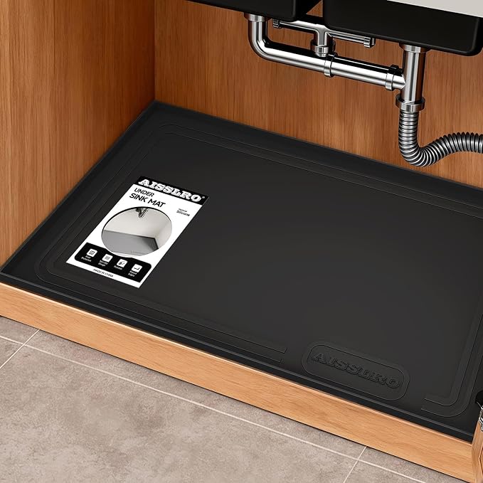 Aisslro Under Sink Mat 34" X 22", Waterproof Silicone Cabinet Organizer by AisslroDirect