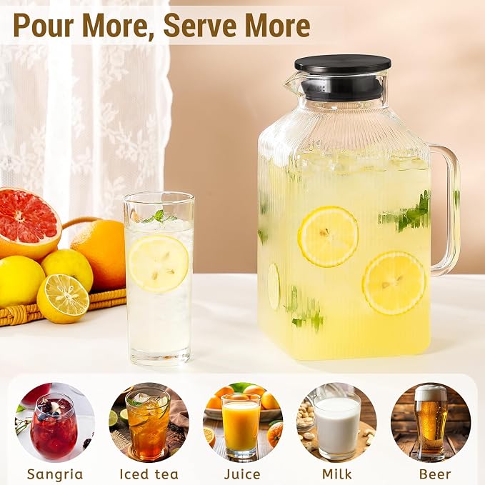 1 Gallon Square Glass Pitcher - Image 3