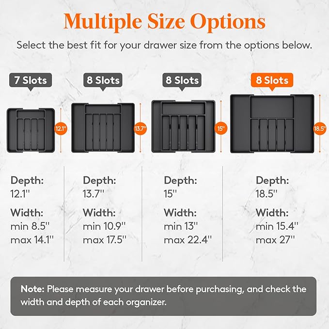 Lifewit Silverware Drawer Organizer, Expandable Utensil Tray - Image 2