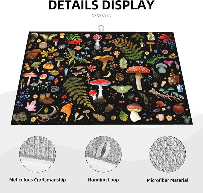 Mushroom Dish Drying Mat Witchy Home Decor - Image 4