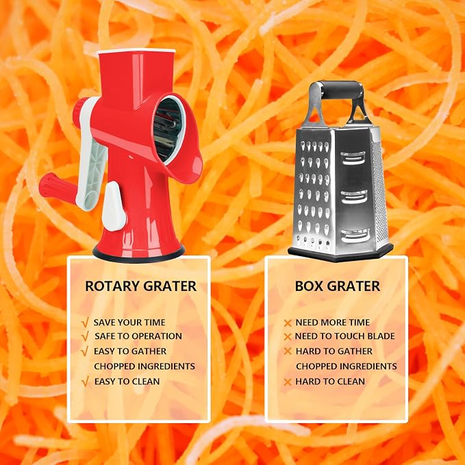 Rotary Cheese Grater with Handle-Versatile Cheese Grater Non-Slip Suction Base - Image 7