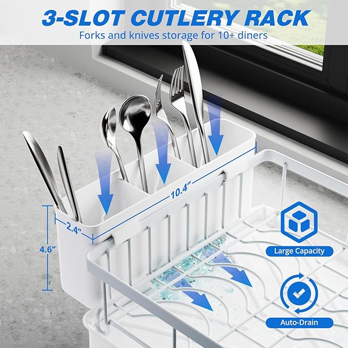 Godboat Dish Drying Rack, 2-Tier Dish Rack - Image 5