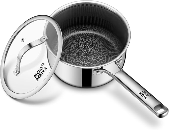 Nonstick Sauce Pan with Lid, Non-Toxic Tri-Ply Hybrid Ceramic Saucepan by Roomena