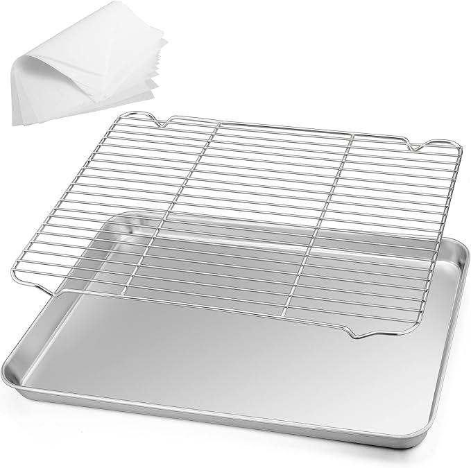 TeamFar Stainless Steel Baking Sheet, 17.6 x 13 x 1inch Half Baking Pan Cookie by TeamFar