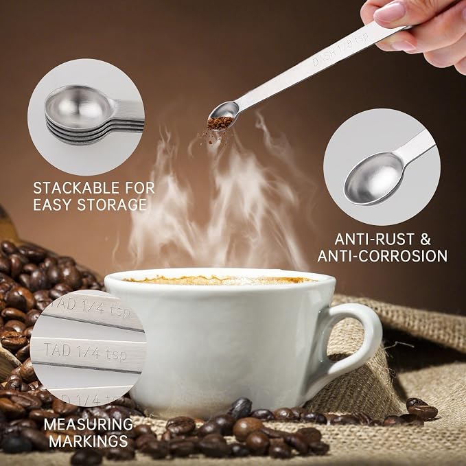 4 PCS 1/4 Teaspoon Single Measuring Spoon, Stainless Steel 1/4 Tsp Small - Image 3