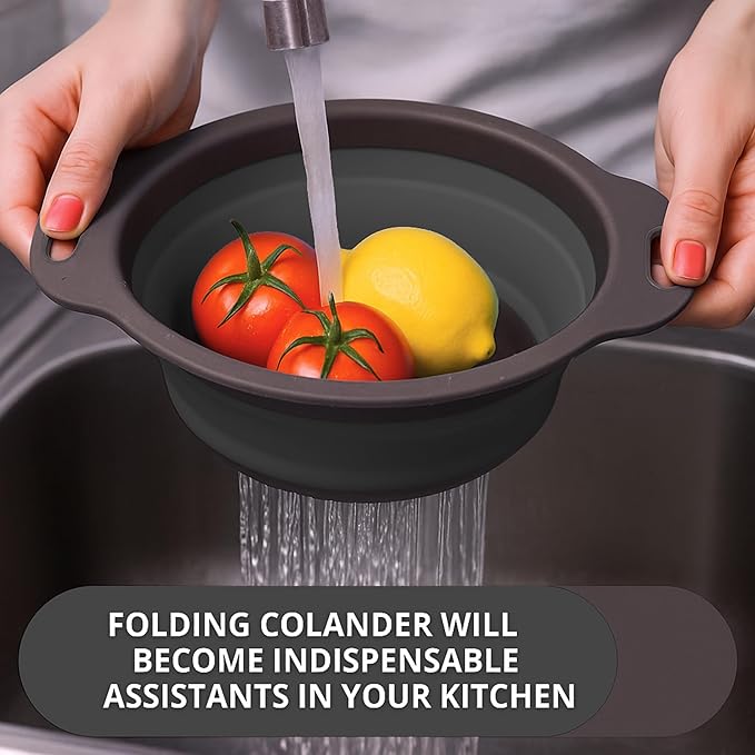 Black Silicone Collapsible Colanders - Image 6