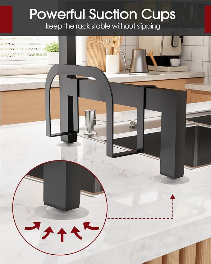 Sakugi Over The Sink Dish Drying Rack, Expandable 2-Tier Stainless Steel - Image 4
