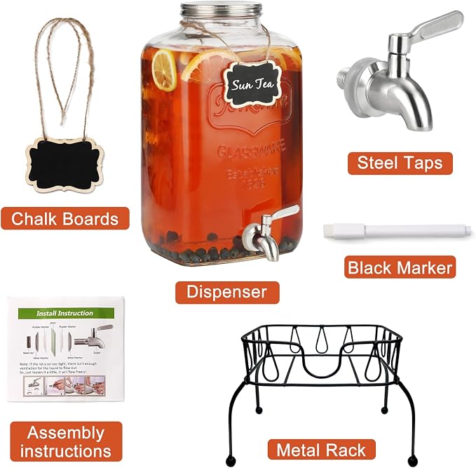 2 Gallon Glass Drink Dispenser - Image 3