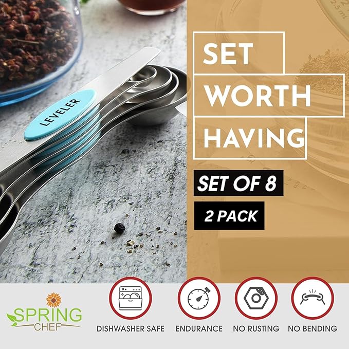 Spring Chef Stainless Steel Magnetic Measuring Spoons Set of 8 - Image 2